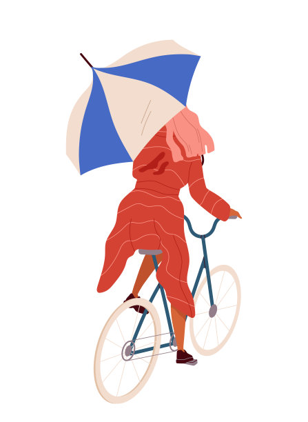 带伞矢量行走的人图片下载