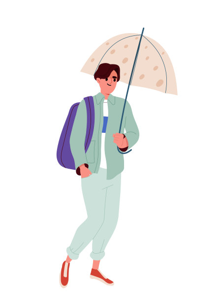 打伞行走的人物矢量图图片下载