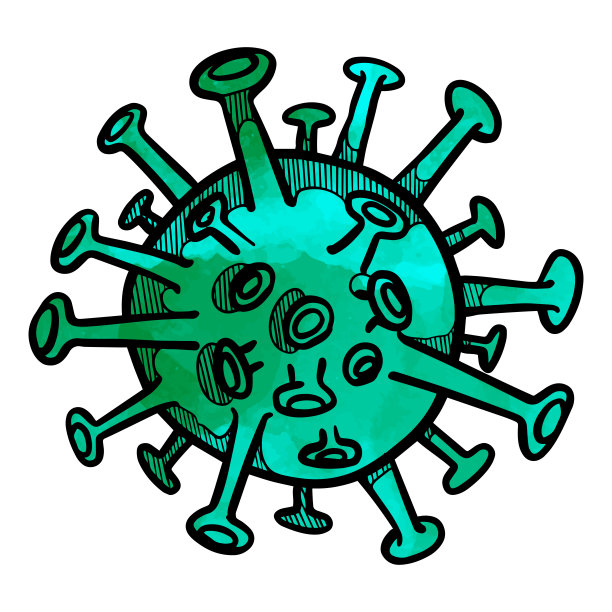 手绘冠状病毒covid - 19水彩矢量图图片下载