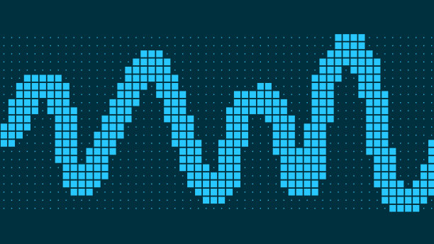 蓝色方块的垂直梯度。半色调纹理。矢量插图单色点背景。图片下载