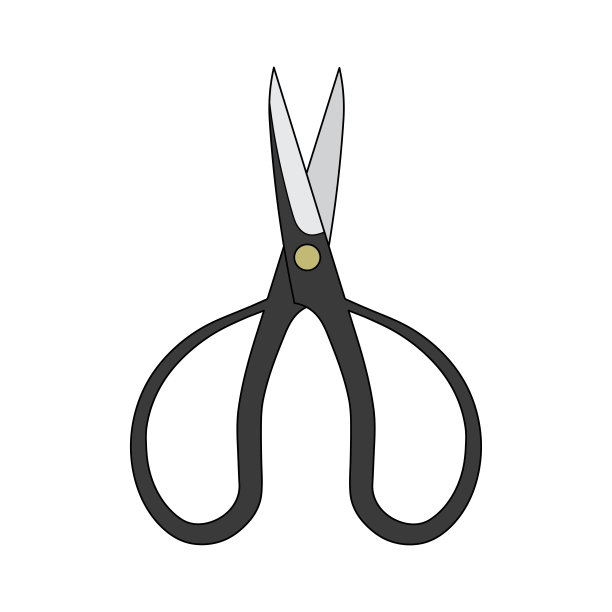 孩子们画卡通矢量插图盆景剪刀孤立的涂鸦风格图片下载