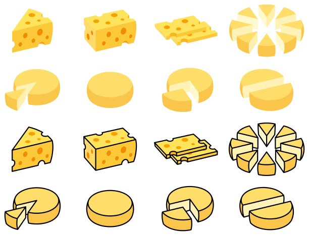 简单的奶酪矢量插图集图片下载
