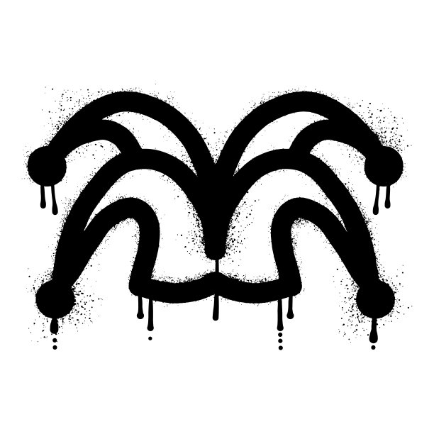 小丑帽涂鸦画与黑色喷漆图片下载