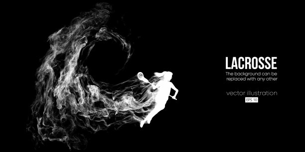 一个长曲棍球运动员在黑色背景上的抽象轮廓。长曲棍球运动员正在投球。矢量图图片下载