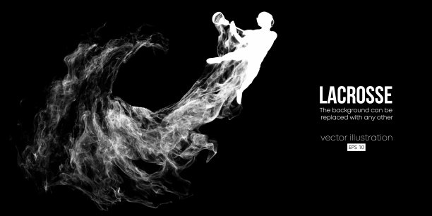 一个长曲棍球运动员在黑色背景上的抽象轮廓。长曲棍球运动员正在投球。矢量图图片下载