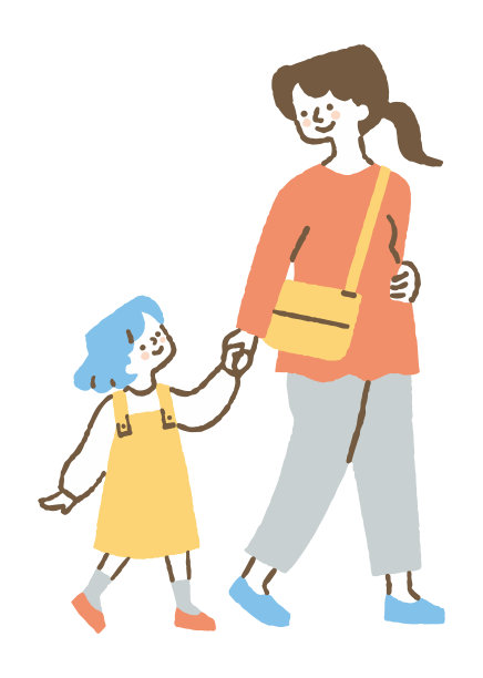 怀孕的母亲拉着女儿的手图片下载