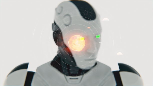 人形机器人。阳光覆盖。图片下载