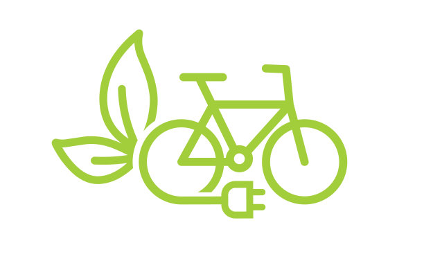 绿色自然生态自行车为标志设计，矢量。图片下载