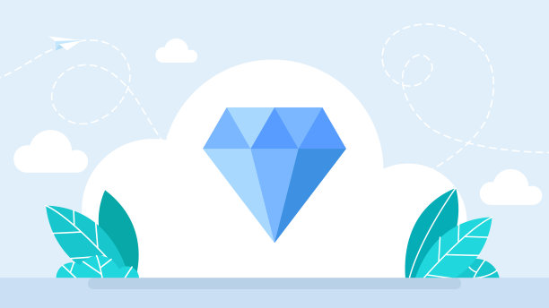 蓝色钻石图标。象征着财富、创造力、思想和价值观。珠宝。珠宝。扁平菱形。矢量图图片下载