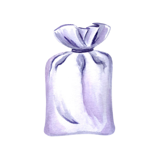 紫色的袋子丝带香草，邮袋，袋调味，香囊与薰衣草，垫，水彩插图。隔离手绘容器。复古绘图模板，卡片，餐具，刺绣图片下载