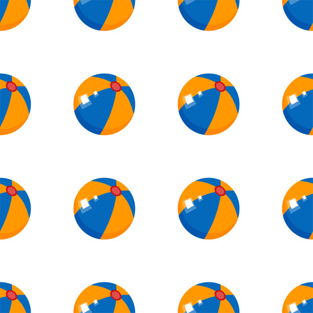矢量无缝模式的玩具球。明亮的儿童卡通印刷在白色的背景。图片下载