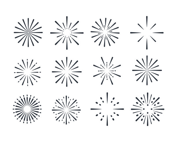 阳光集。星爆射线或烟花设计元素。矢量图图片下载