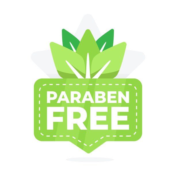 绿色徽章与树叶图案代表产品不含对羟基苯甲酸酯图片下载