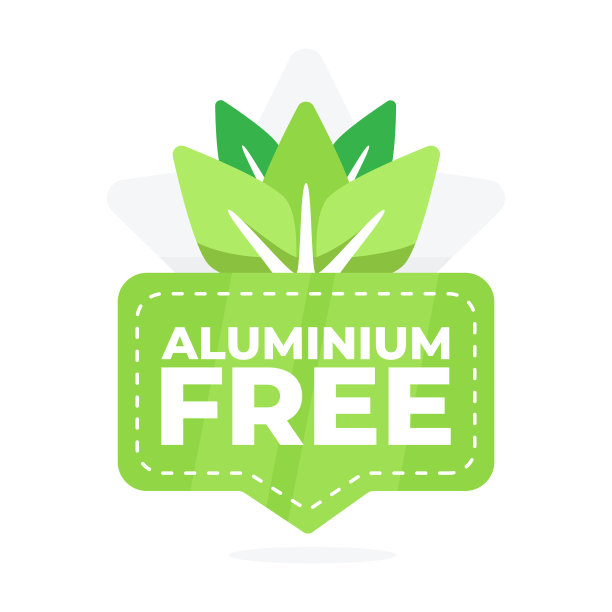 绿色和白色无铝徽章与叶片符号，环保的产品标签设计图片下载