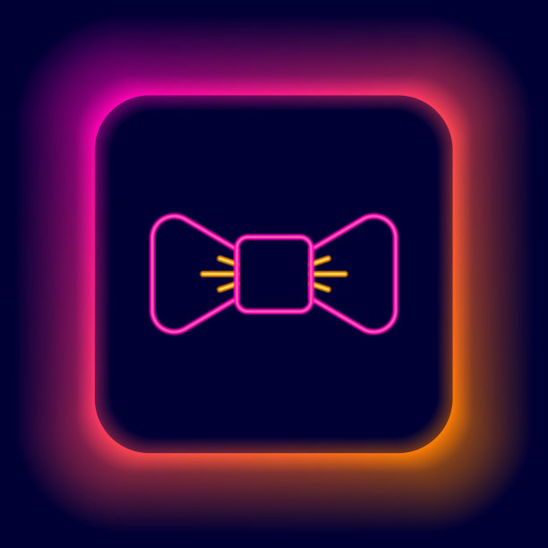 发光的霓虹线领结图标孤立的黑色背景。色彩缤纷的轮廓概念。向量图片下载