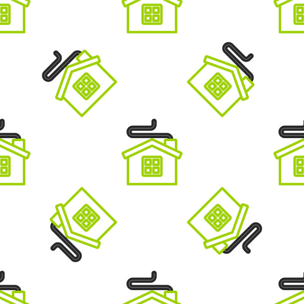 线圣诞快乐的房子图标隔离无缝图案白色背景。家的象征。向量图片下载