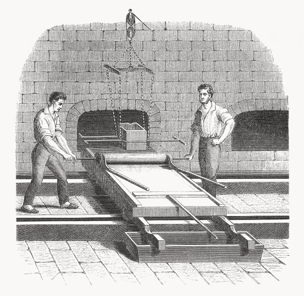 铸造镜面玻璃，木刻，出版于1869年图片下载