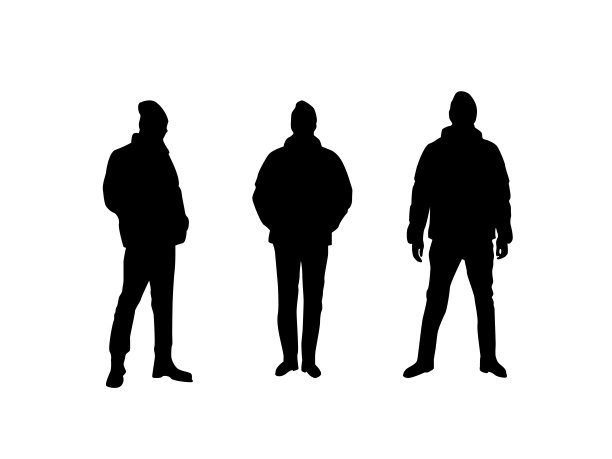 穿冬衣戴冬帽的人的剪影图片下载