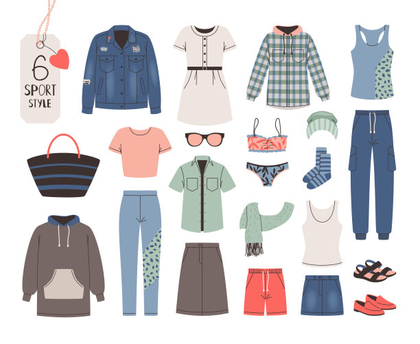 运动风格的女性服装和配饰的收藏图片下载