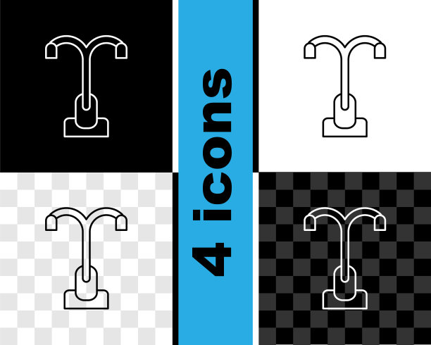 集线路灯系统图标隔离于黑白，透明背景上。向量图片下载