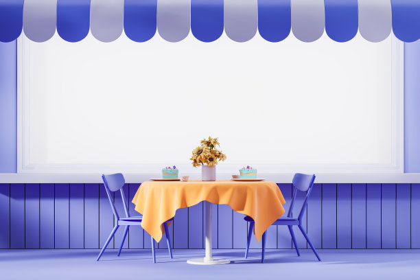 街头咖啡馆的桌子和海报图片下载