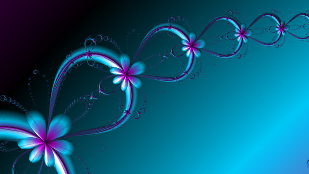 荧光紫色和对比鲜明的绿松石曲线设计图片下载