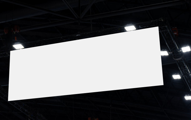 悬挂白色室内广告牌与剪辑路径模拟图片下载