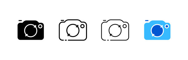 不同风格的相机图标，圆形箭头和相机矢量图标集图片下载