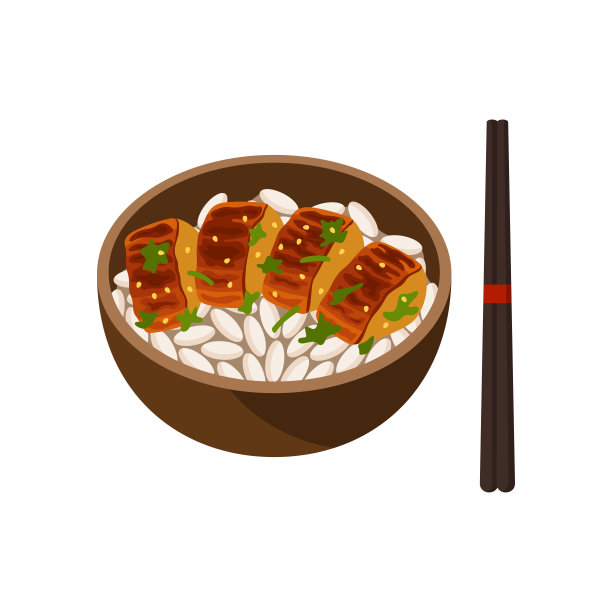 Unagi shazake烤鳗鱼饭碗插图图片下载