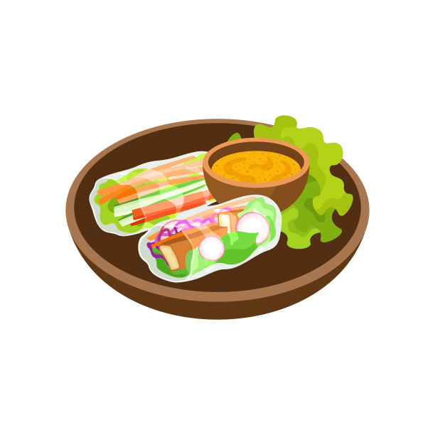 新鲜春卷亚洲食品矢量图图片下载
