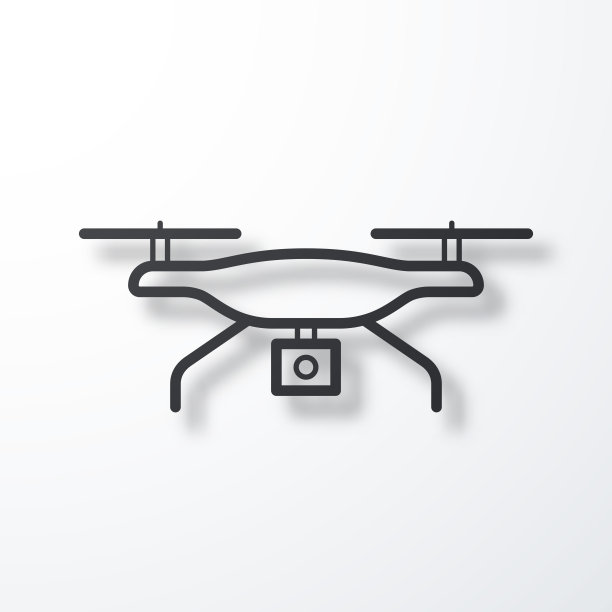 带摄像头的无人机。线图标与阴影在白色背景图片下载