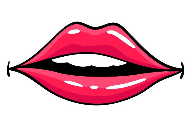 红唇女性。女人表达情感，美的概念。现代波普艺术风格，平面矢量设计插画图片下载