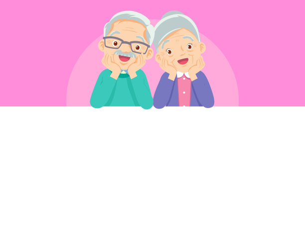 可爱的老夫妇坐在一起，白色空间002图片下载