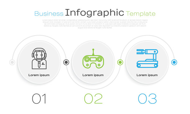 生产线工人机器人，遥控和机器人。业务信息图表模板。向量图片下载