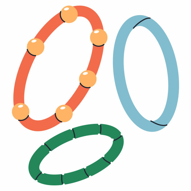 彩色发带的女孩矢量卡通集隔离在一个白色的背景。图片下载