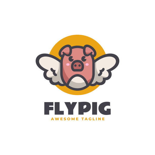 矢量插图飞猪吉祥物卡通风格。图片下载