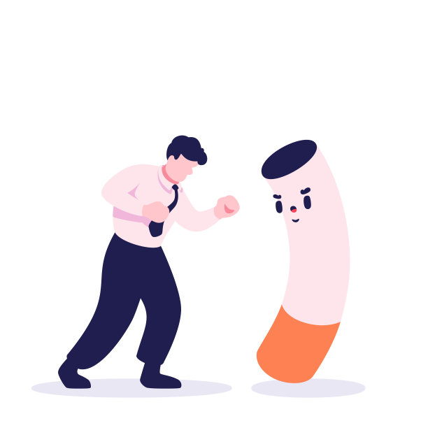 一个人在抽香烟。矢量插图eps10。禁止吸烟警示牌。5月31日世界无烟日海报。一个男人正在努力戒烟。西装革履的商人。卡通平面设计。图片下载