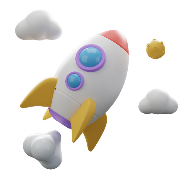 空间火箭与烟雾三维图标说明图片下载