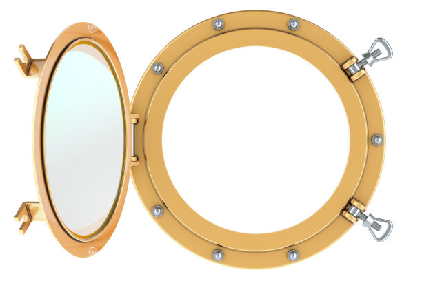 打开的船舷窗，3D渲染图片下载