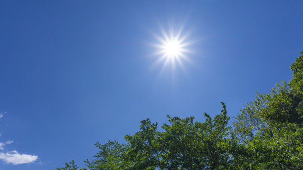 阳光和清新蓝天白云背景素材图片下载