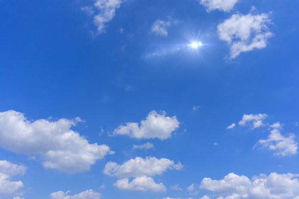 阳光和清新蓝天白云背景素材图片下载