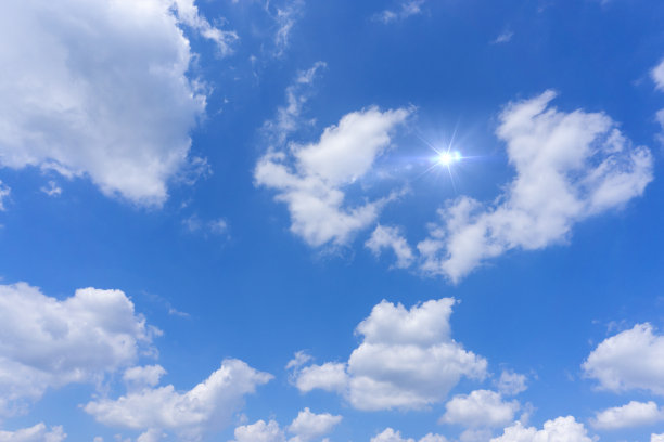 阳光和清新蓝天白云背景素材图片下载