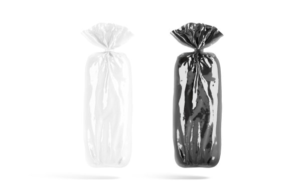 空白的黑白面包玻璃纸包装模型，没有重力图片下载