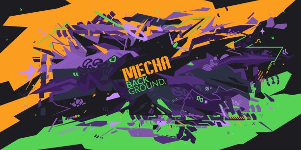 新潮抽象城市霓虹未来几何涂鸦街头艺术风格矢量背景图片下载