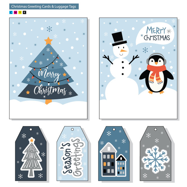 艺术品圣诞产品与贺卡和行李标签图片下载
