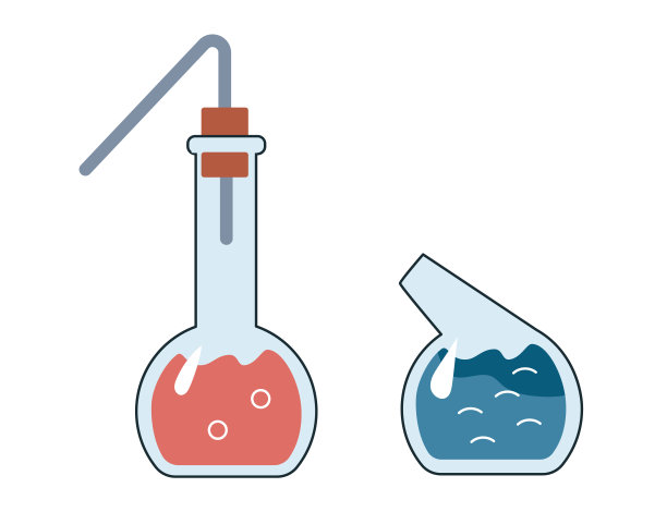 学校化学生物化学课透明玻璃烧瓶和蒸馏瓶，玻璃器皿。图片下载