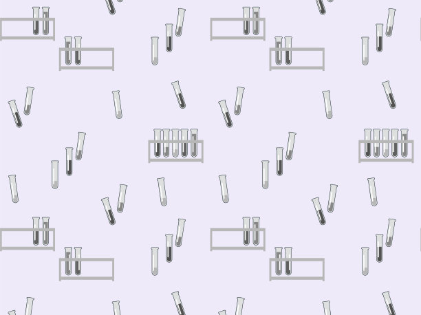 无缝图案学校化学班透明玻璃烧瓶和蒸馏器，化学实验室玻璃器皿。科学研究用试管。实验用化学设备。图片下载