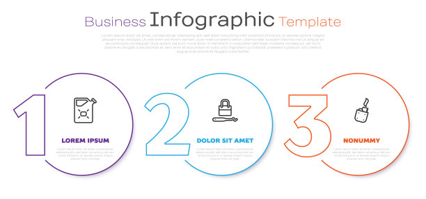 设置线罐燃料，锁镐用于撬锁和打火机。业务信息图表模板。向量图片下载