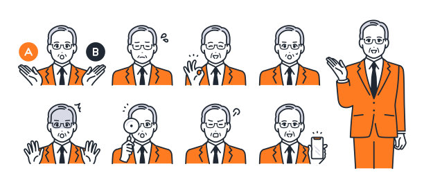 简单的矢量图标说明一套高级男子穿西装的材料图片下载