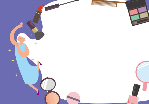 框架插图的妇女和化妆工具图片下载